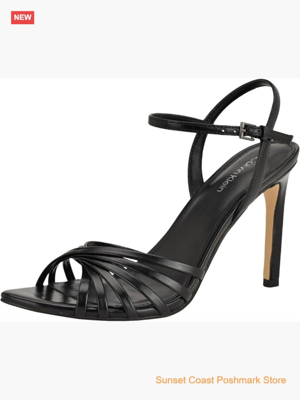 Strappy Stiletto Heeled Sandals Faux Leather Ankle Strap